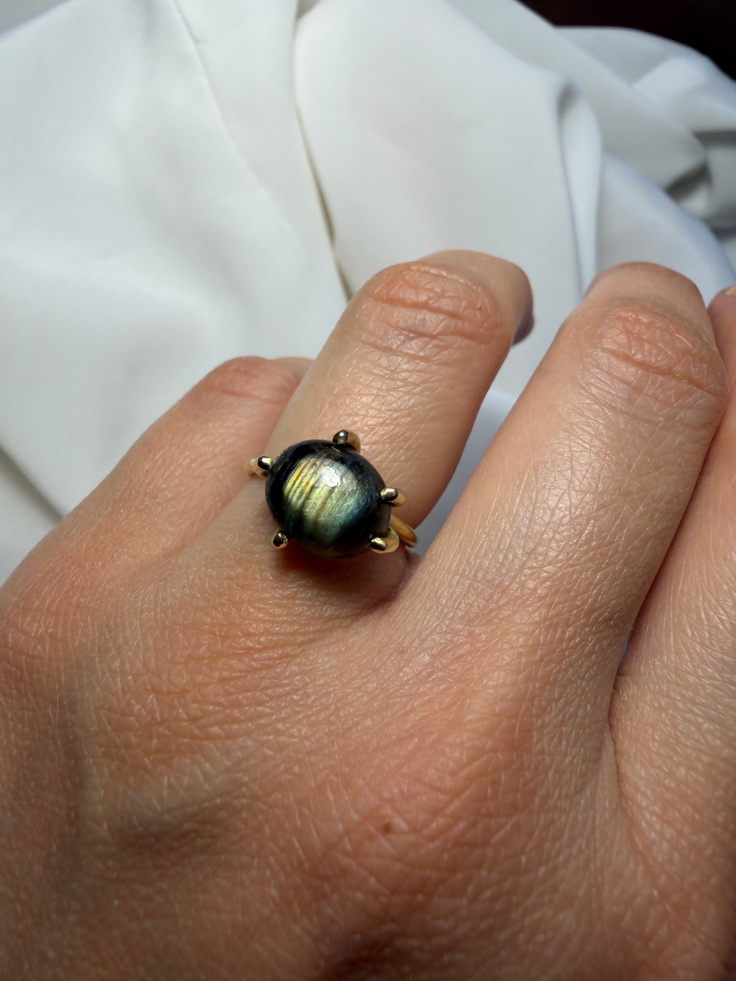 Anello con griffe - Labradorite grigia