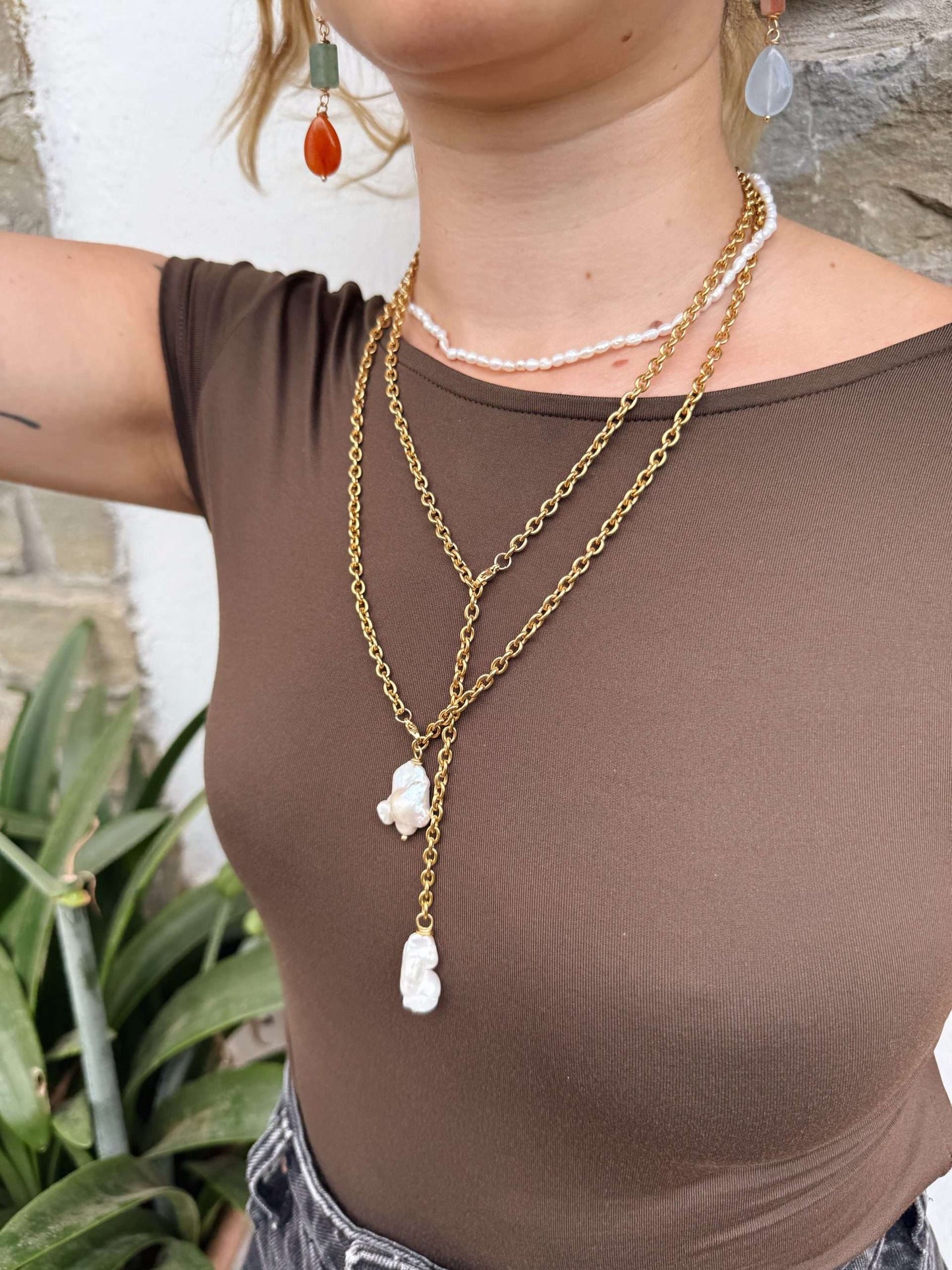 Collana rosario con perla