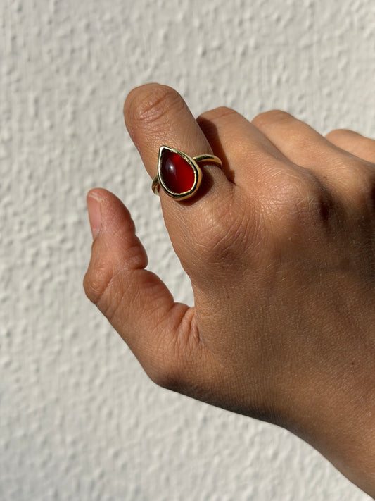 Anello a goccia - Corniola