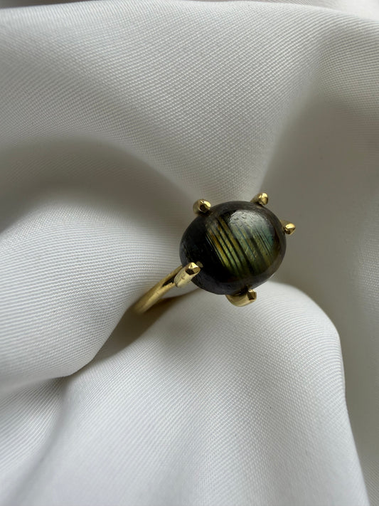 Anello con griffe - Labradorite grigia