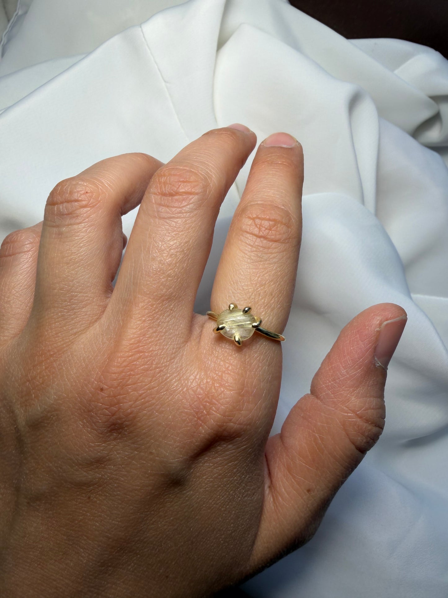 Anello con griffe - Quarzo rutilato