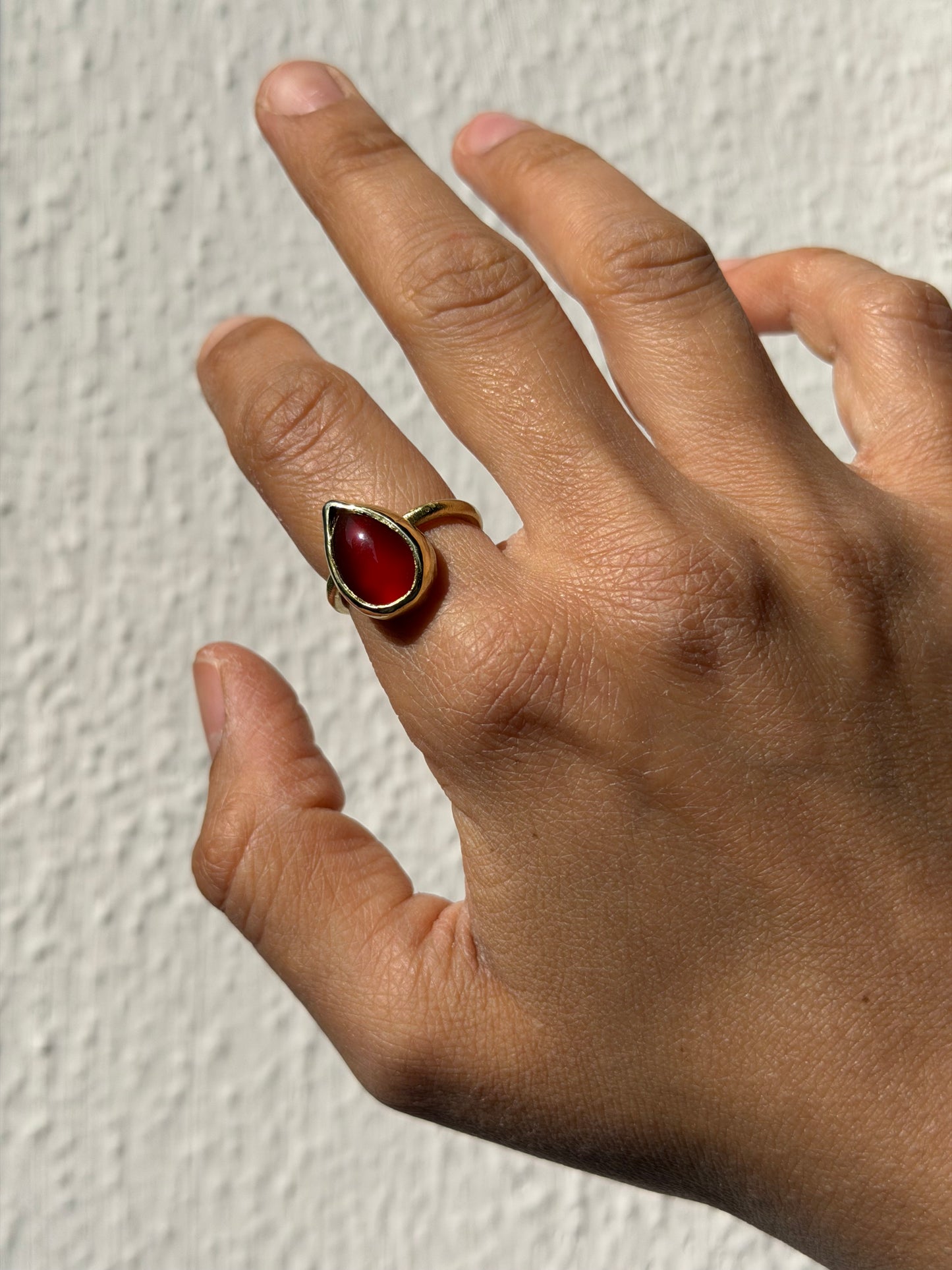 Anello a goccia - Corniola