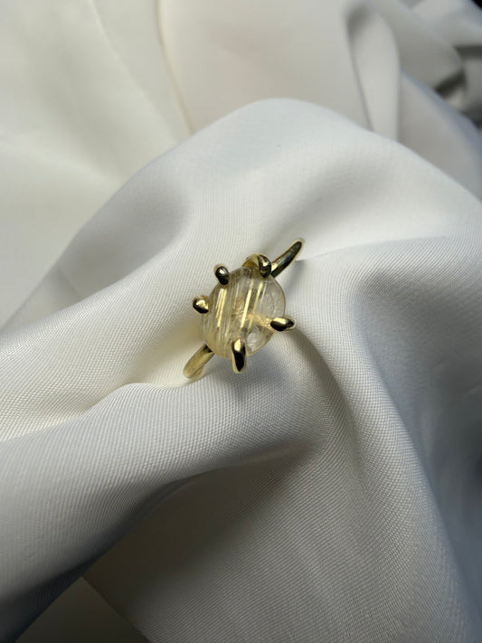 Anello con griffe - Quarzo rutilato
