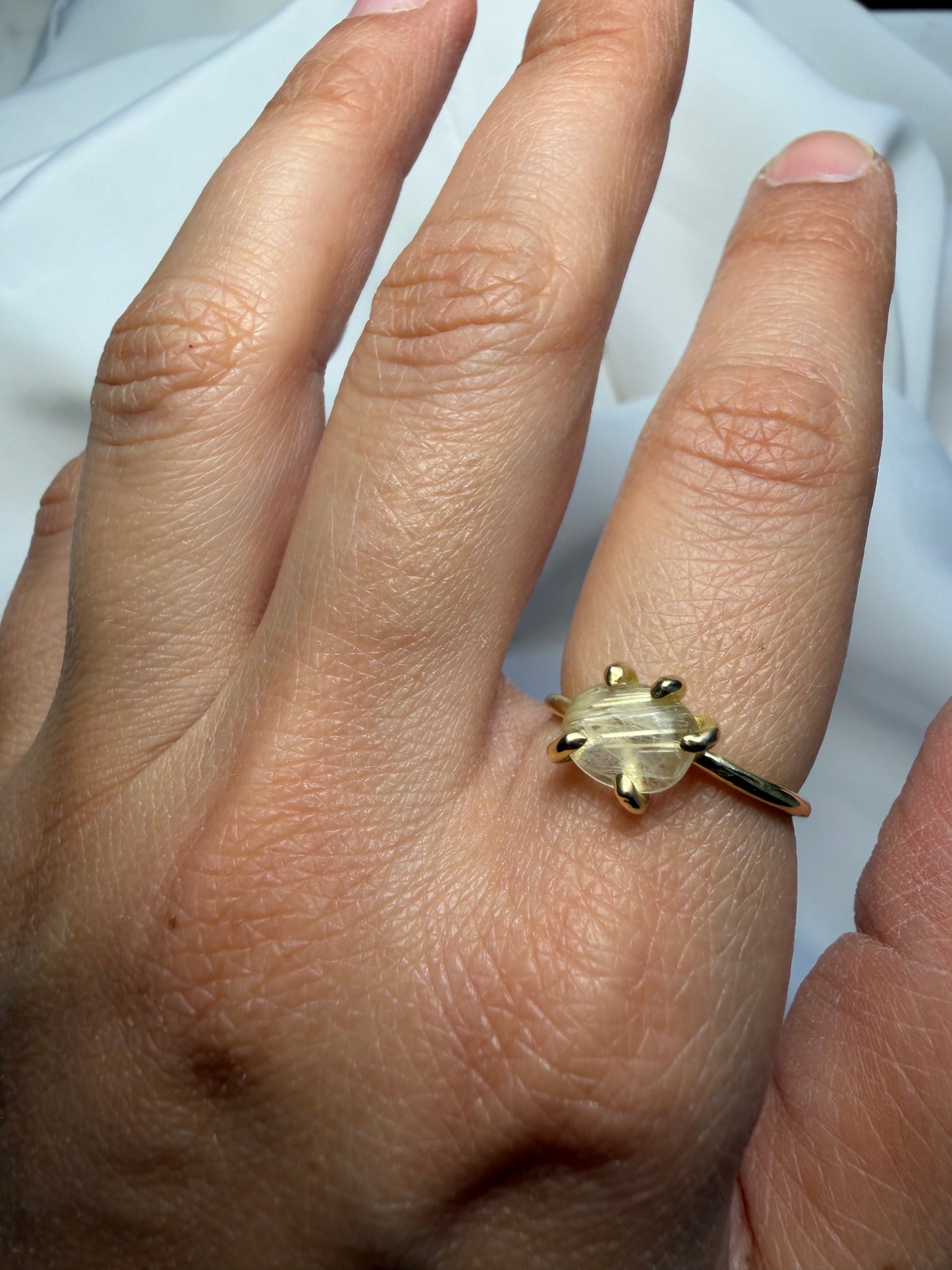 Anello con griffe - Quarzo rutilato