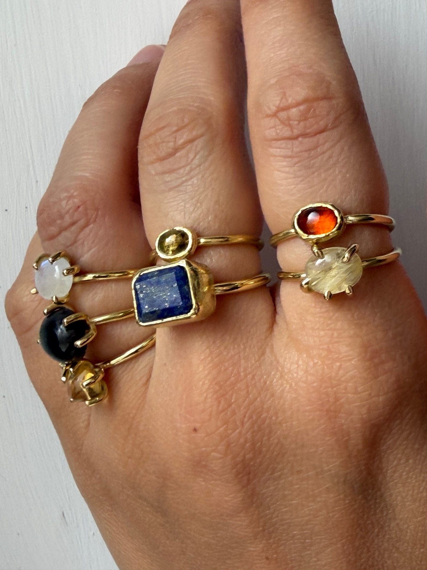 Anello con griffe - Quarzo rutilato