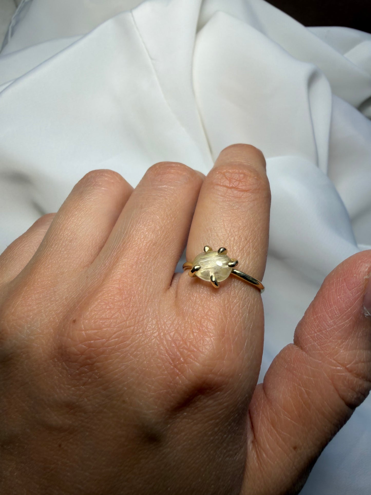 Anello con griffe - Quarzo rutilato