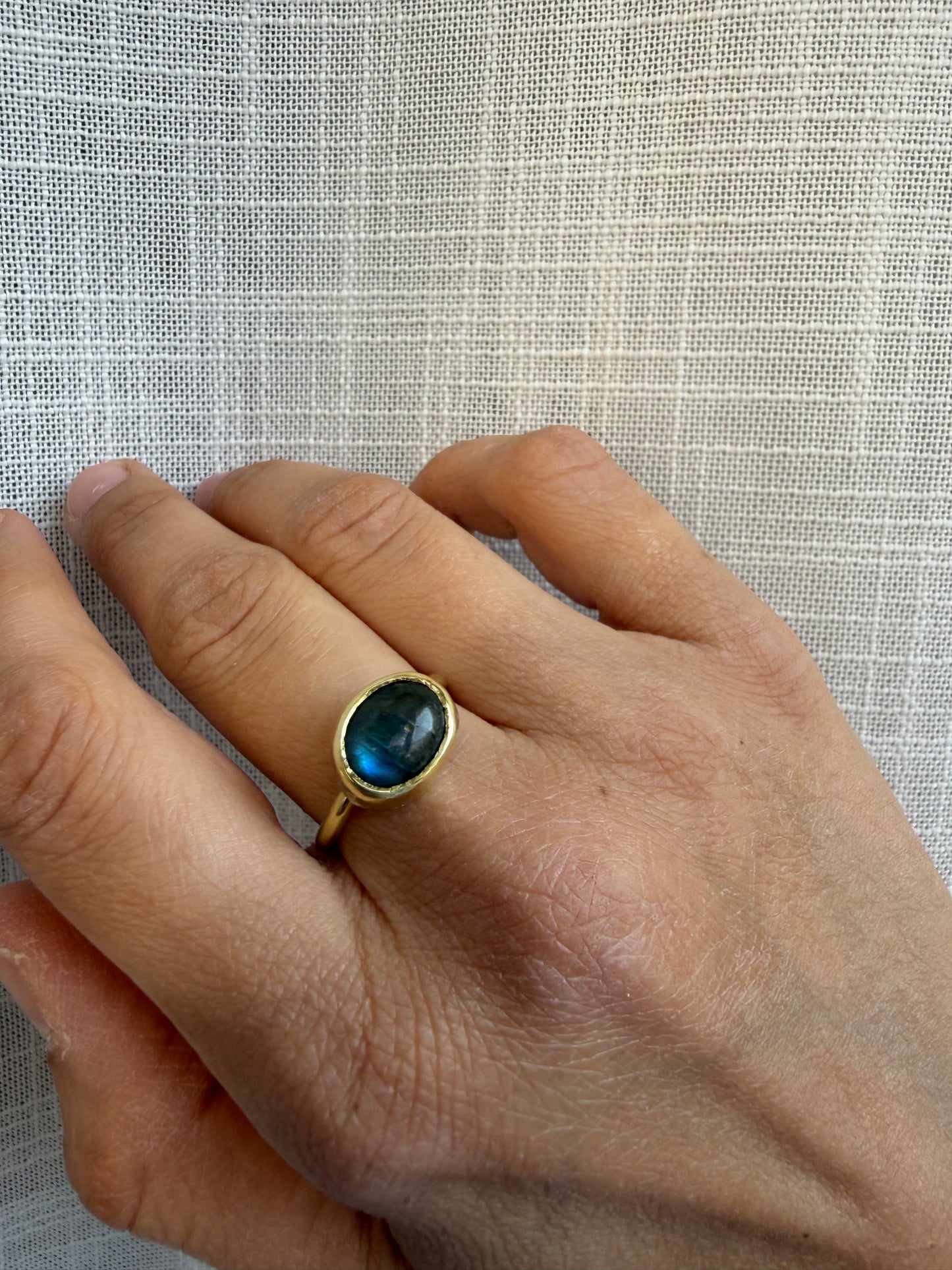 Anello regolabile - Labradorite blu