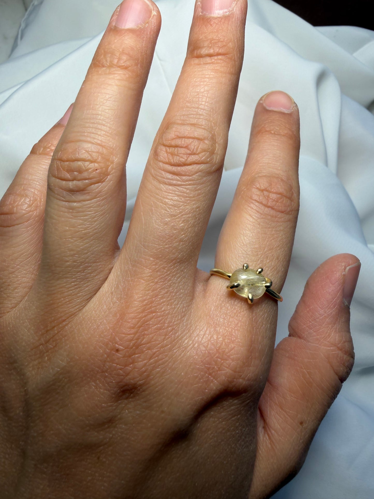 Anello con griffe - Quarzo rutilato