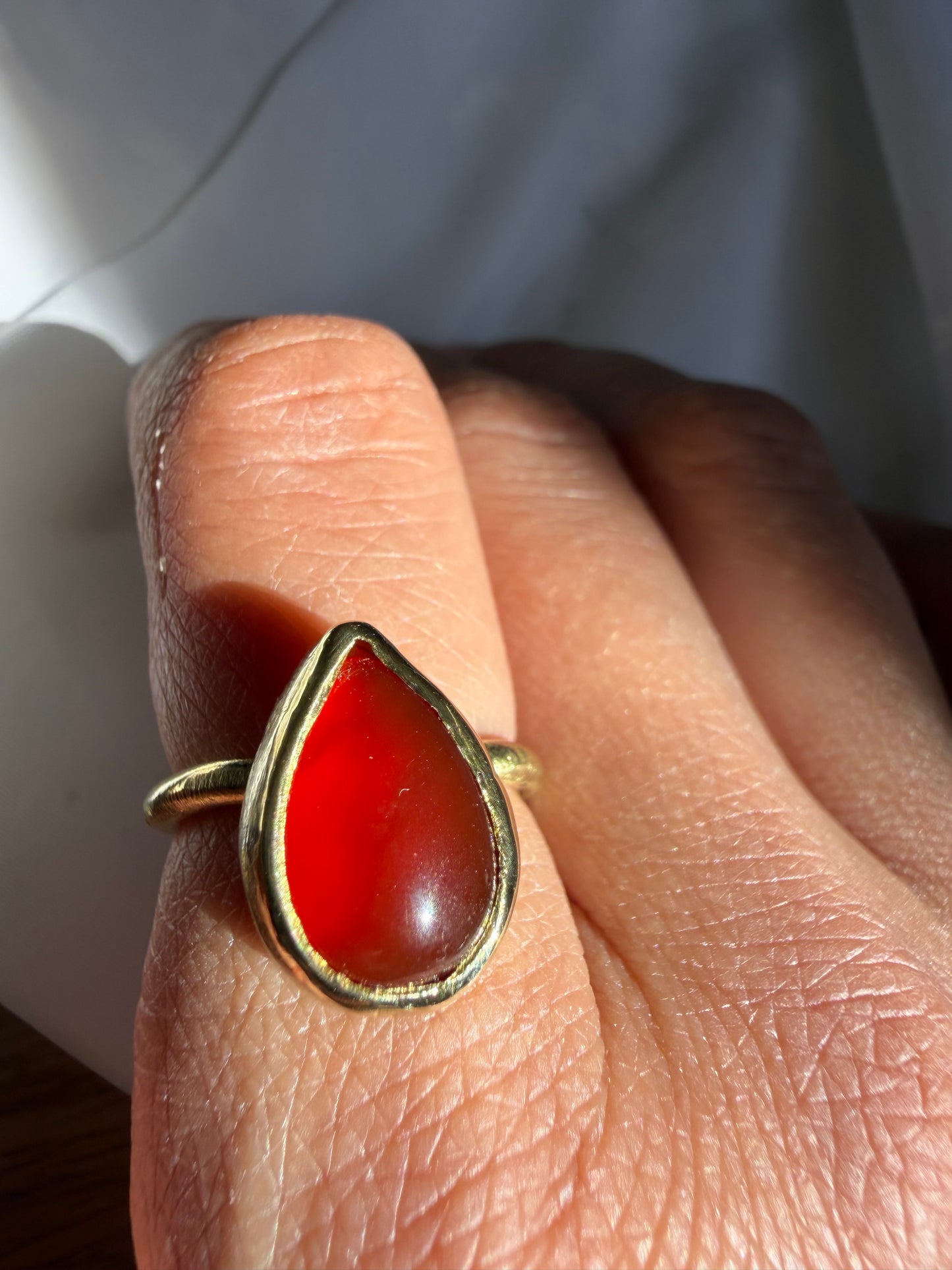 Anello a goccia - Corniola