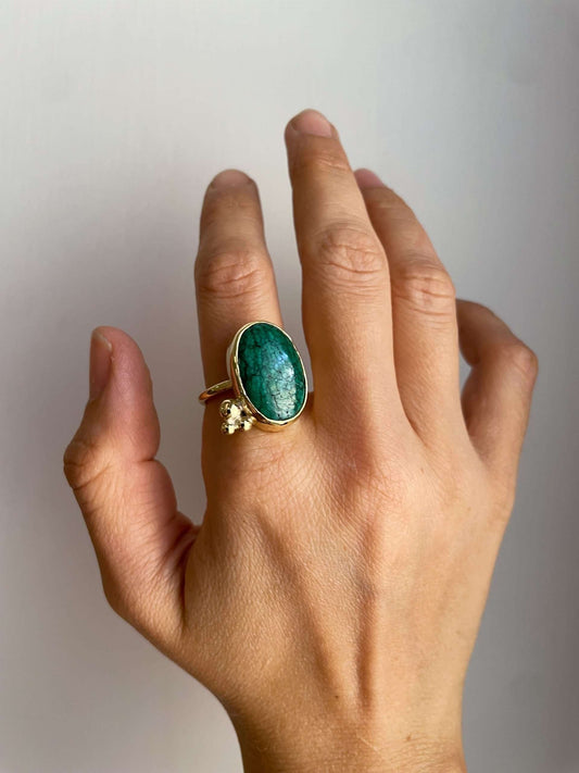 Anello BIG cosmo con malachite