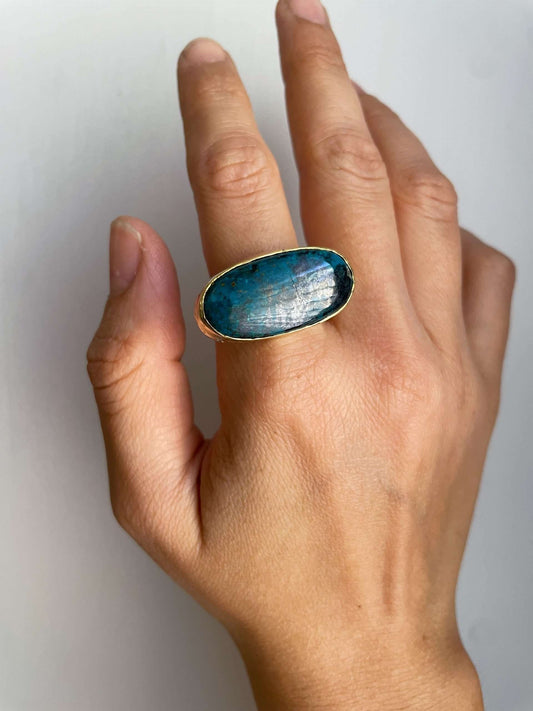 Anello BIG cosmo a fascia larga con Crysocholla