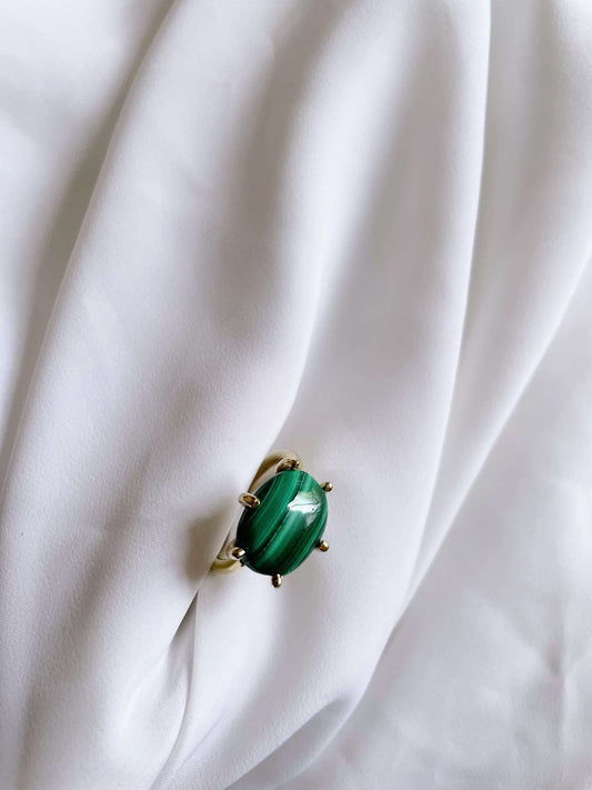 Anello con griffe - malachite
