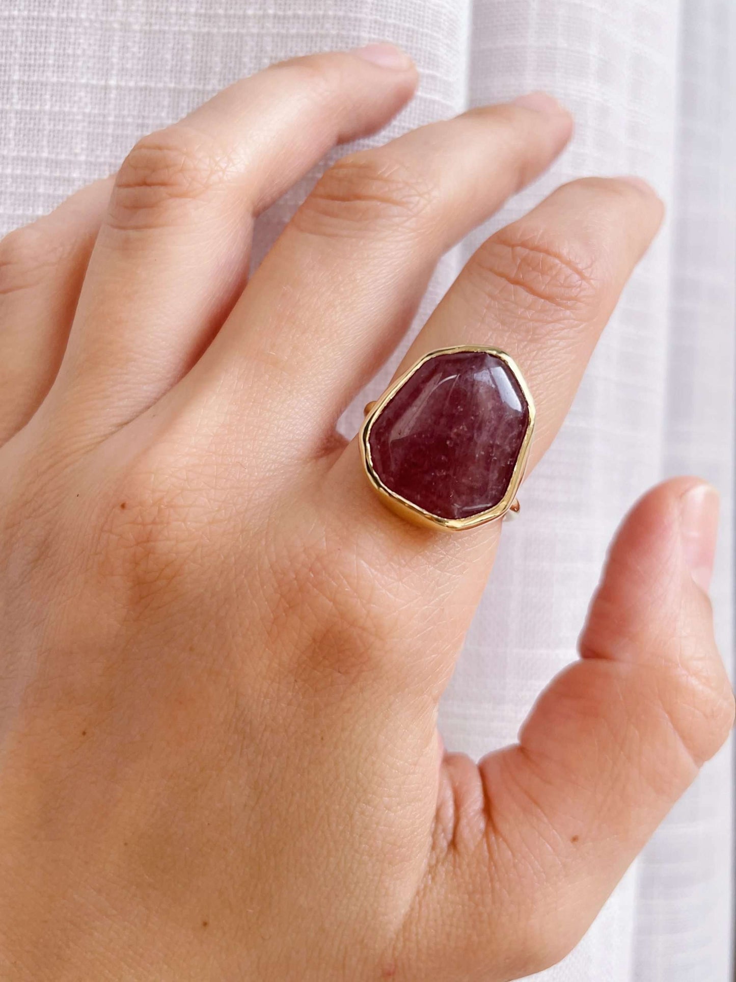 Anello BIG cosmo - Quarzo fragola